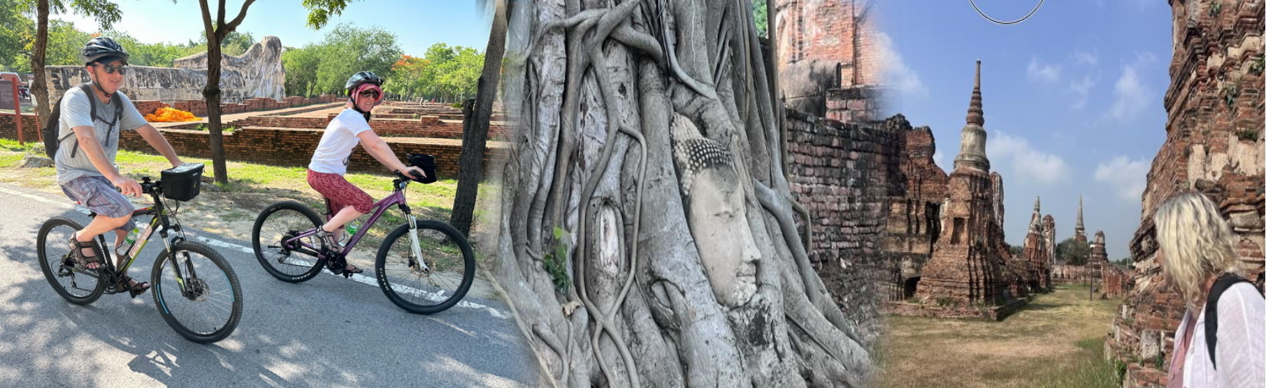Cycling along the Chao Phraya river towards the UNESCO World Heritage ancient city of Ayutthaya on the Road to Ayutthaya bike tour