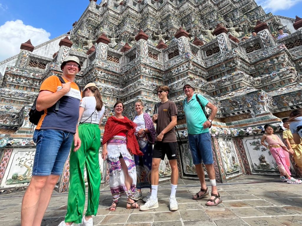 The magnificent chedi at Wat Pho temple, home to the largest reclining Buddha in Bangkok