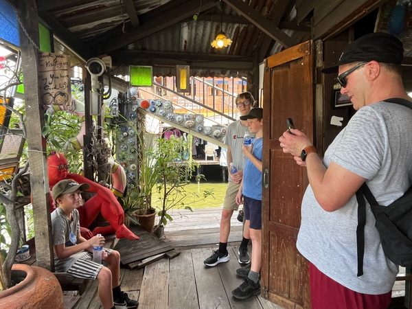 Creative cafe and artisan workshop at the canal-side artist village in Paknam